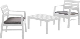 Dmora Set salotto da esterno Alfio, Composizione da giardino con 2 poltrone e 1 tavolino, Salottino indoor e outdoor con cuscini, 100% Made in Italy