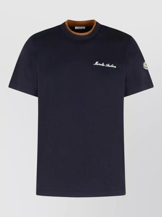 Moncler cotton logo embroidered crew neck t shirt