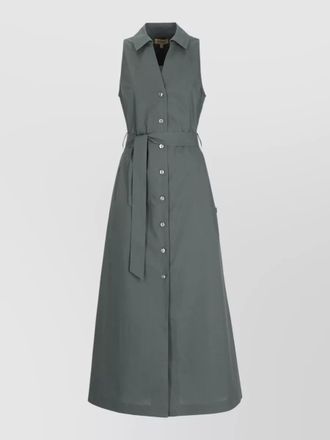 Woolrich cotton midi dress belted waist sleeveless