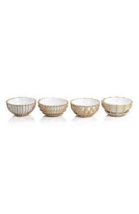 Zodax Set of 4 Wicker & Bamboo Condiment Bowls in White/Natural at Nordstrom Rack