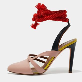 Malone Souliers X Roksanda Multicolor Leather and PVC Ankle Tie Pumps Size 38.5