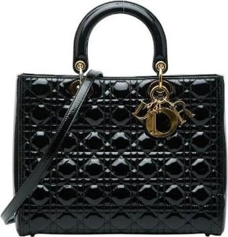 Dior Pre-owned Handbags, female, Black, Size: ONE SIZE Pre-owned Lady Dior Patent 2way Bag