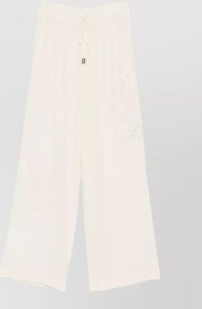 Ermanno Scervino silk floral-embroidered drawstring wide-leg trousers