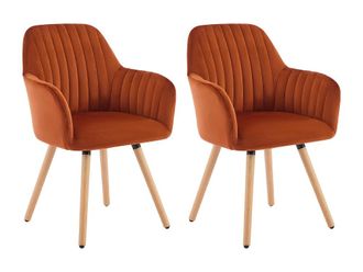 VENTE-UNIQUE.COM Set de 2 sillas terciopelo terracota