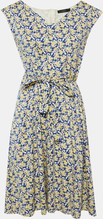 Max Mara Blue Floral Print Cotton Sleeveless Midi Dress