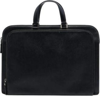Prada Pre-owned Saffiano Briefcase - unisex - Vintage Tassen - Zwart - ONE Size - Leer - Vintage