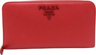Prada Saffiano Red Leather Wallet (Pre-Owned)