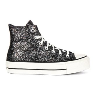 Converse Sneakers, female, Gray, 7 UK, Glitter Platform Trainers in Black Silver