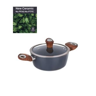 KASANOVA Casseruola 20 cm con coperchio ottanio New Ceramic