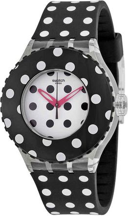 Swatch Dottami White Polkadot Dial Black Polkadot Silicone Ladies Sports Watch SUUK107