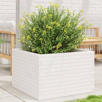 vidaXL Jardinera Madera Maciza De Pino Blanco 70x70x46 Cm Vidaxl