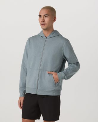 Vuori Clothing Coronado Full Zip Hoodie 2.0 | Misty Blue Heather | Medium