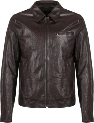 Dolce & Gabbana Chaqueta de piel con efecto arrugado - Jackets - Hombre - Marr&oacute;n - L