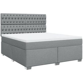 vidaXL Vidaxl - Cama Box Spring Con Colch&oacute;n Tela Gris Claro 180x200 Cm
