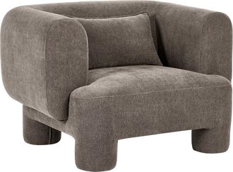 Beliani Sill&oacute;n Tapizado De Tela Con Textura Aterciopelada Patas Cil&iacute;ndricas Estilo Org&aacute;nico Marr&oacute;n Hogbo