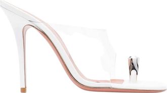 Amina Muaddi White Slip-on Heels