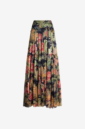 Etro Ausgestellter Maxirock aus gebl&uuml;mtem Seidengeorgette