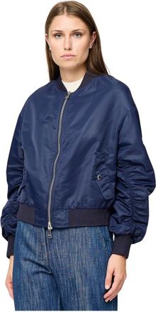 Ermanno Scervino Bomber met kanten rug - Dames - Vesten met rits - Blauw - XS - Katoen - Hoodies & sweatvesten
