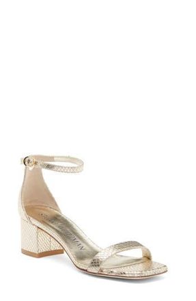 Stuart Weitzman Simple Curve Block Heel Sandal in Platino at Nordstrom Rack, Size 8
