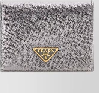 Prada leather wallet metallic finish textured design