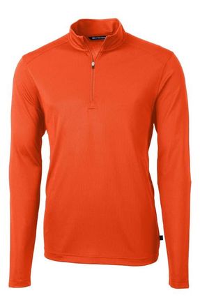 Cutter & Buck Virtue Piqué Recycled Blend Quarter Zip Pullover in College Orange at Nordstrom, Size Xxx-Large