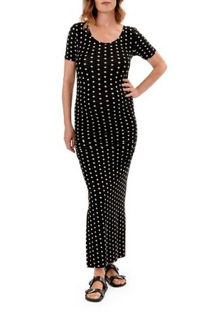 Nom Maternity Hugo Maternity Maxi Dress in Polka Dot Black at Nordstrom, Size Medium