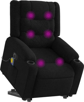vidaXL Sill&oacute;n De Masaje El&eacute;ctrico Reclinable Elevable Tela Negro Vidaxl
