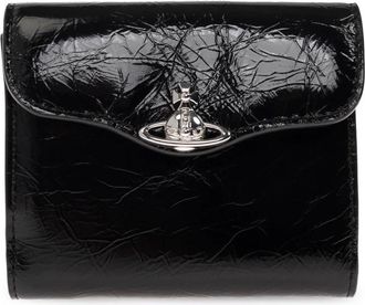 Vivienne Westwood Leren portemonnee met logo - Dames - Portefeuilles - Zwart - ONE Size - Leer - Accessoires