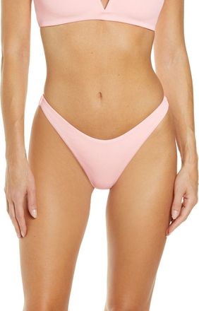 L*Space L*Space Cabana Bitsy Bikini Bottom Womens Pink Stretch Ribbed Thong JDM489