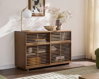 Castlery Vento Sideboard - 47.2 - Slated Sliding Doors - Modular - Brown - Castlery Furniture