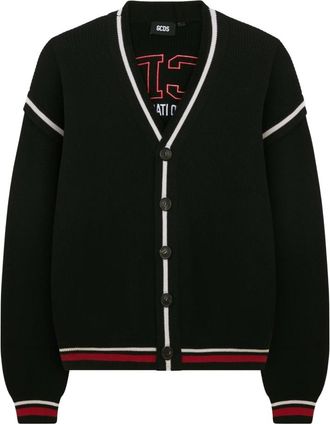 GCDS Logo Gebreide Cardigan - Dames - Vesten - Zwart - L - Katoen - Truien & Vesten