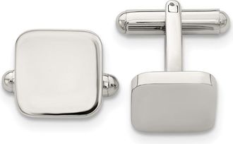 Diamond2Deal Stainless Steel Polished Rounded Square Cufflinks