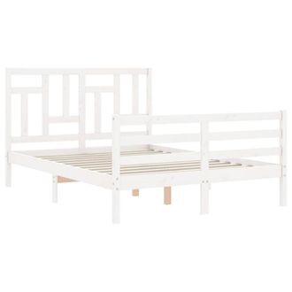 Berkfield Home Beautiful Bed Frame with Headboard White 140x190 cm Solid Wood