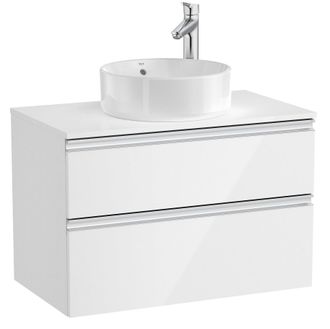 Roca Roca - Mueble Base De 2 Cajones Para Lavabo De Sobre Encimera Central The Gap Color: Blanco Brillo - Medidas: 805x460x537 Mm