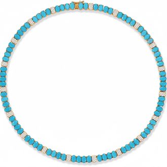 Liv Oliver 18k Gold Turquoise Tennis Necklace