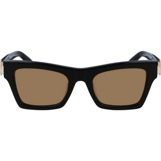 Ferragamo Prisma 52mm Rectangular Sunglasses in Black/Gold at Nordstrom Rack