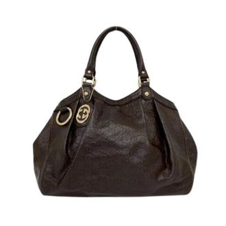 Gucci Pre-owned Handbags, female, Brown, Size: ONE SIZE Pre-owned Sukey Leather Handbag
