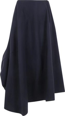 Comme Des Gar&ccedil;ons Asymmetrische Lichte Wol Tropische Mid Rok - Dames - Midirokken - Zwart - M - Wol - Rokken