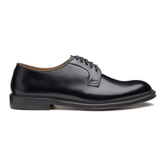 Doucal's Black Leather Derby Shoes