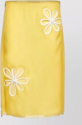 Fendi silk skirt floral appliqu&eacute; knee length