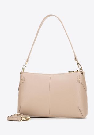 Wittchen Dames Messenger Bag van echt leer met kleine strass steentjes, bruin