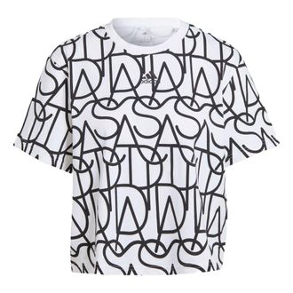 adidas (WMNS) adidas Allover Graphic Boyfriend Tee White Black IC5710