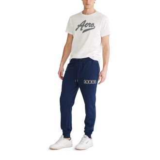 A&eacute;ropostale Aeropostale Mens Aero Logo Fleece Jogger Pant, Cadet Navy, Medium