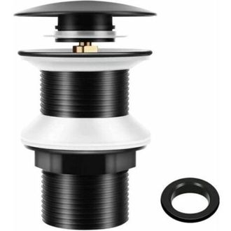 OEM Tap&oacute;n De Desag&uuml;e Emergente Universal G1 De Lat&oacute;n De 1/4 Para Lavabos Sin Rebosadero, Sistema De Clic-clac, Instalaci&oacute;n Sin Herramientas, Negro Mate - 