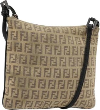 Fendi Pre-owned Cross Body Bags, female, Beige, Size: ONE SIZE Pre-owned Zucchino Canvas Shoulder Bag