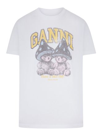 Ganni T-SHIRT WITH TEDDY MUSHROOMS PRINT - Ganni - Woman