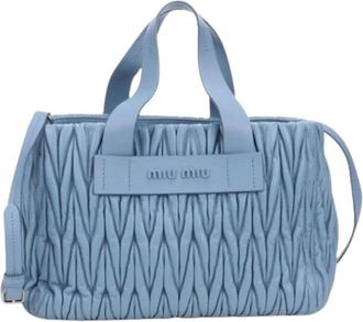Miu Miu Pre-owned Tote Bag - Dames - Vintage Shopper - Blauw - ONE Size - Leer - Vintage