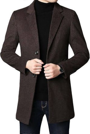 Hedge Long Sleeve Wool Coat In Dark Mocha