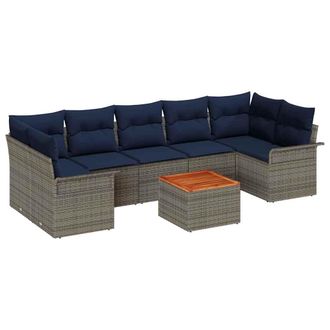 vidaXL Conjunto De Sof&aacute;s De Jard&iacute;n 8 Pcs Gris Rat&aacute;n Sint&eacute;tico Vidaxl