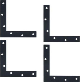 OEM Escuadra Esquinera En Forma De L Para Fijaci&oacute;n, Soporte Plano De Reparaci&oacute;n Con Tornillos, Acero Inoxidable Negro Mate, 150 Mm X 150 Mm, 4 Unidades, E